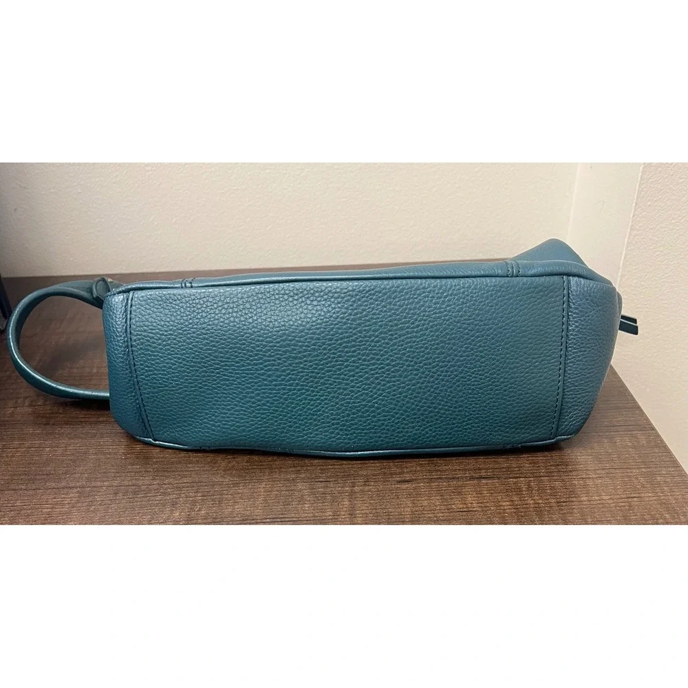 The Sak Sequoia Leather Shoulder Bag Teal Blue Green Hobo Purse Brass Hardware